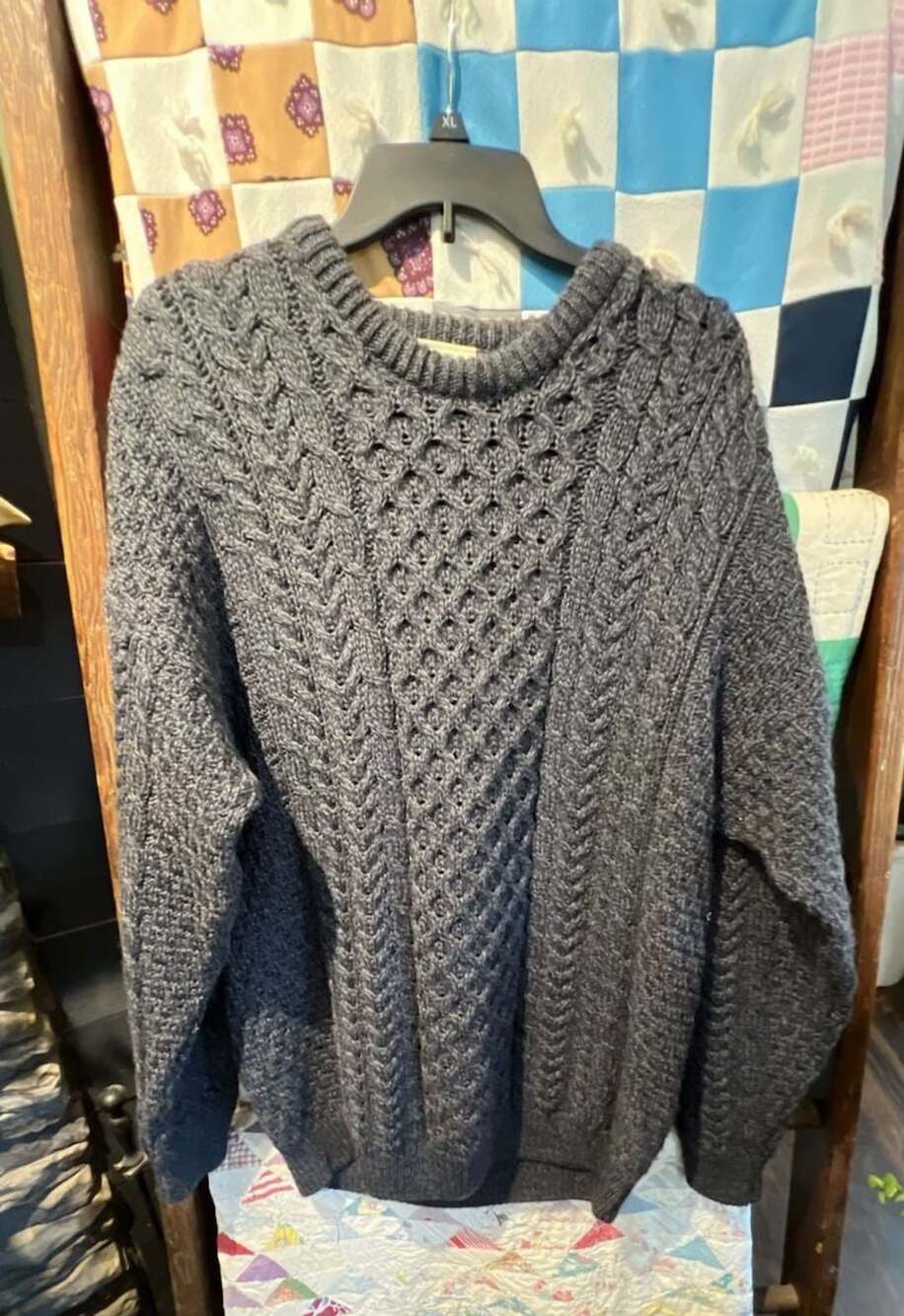 Aran Isles Knitwear Merino Wool Cable-Knit Sweater, Size L, Made in Ireland
